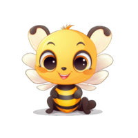 ai generiert Aussicht von 3d Karikatur Charakter Biene auf ein transparent Hintergrund png