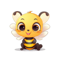 AI generated View of 3d cartoon character bee on a transparent background png