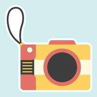 Camera flat style illustration isolated on blue background for holiday design concept vector