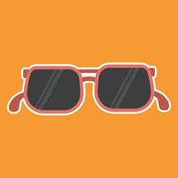 Sunglasses icon in flat style on orange background. Vector illustration.