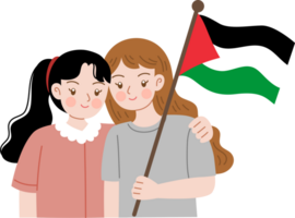 femme en portant Palestine drapeau png