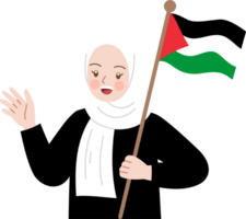 Woman holding Palestine flag png