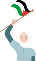 Woman holding Palestine flag png