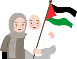 Woman holding Palestine flag png