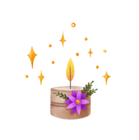 Candle with Christmas flower isolated on transparent background. Hygge time. Cozy winter aroma candle png