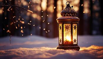 AI generated Christmas tree glowing with shiny ornaments, illuminating the festive celebration generated by AI photo