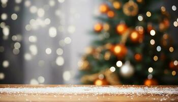 AI generated Christmas tree glowing with shiny ornaments, illuminating the festive celebration generated by AI photo