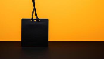 AI generated Yellow paper bag with handle, perfect for shopping and gifting generated by AI photo