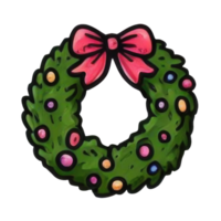 AI generated Christmas wreath colored drawing isolated transparent background AI generated png