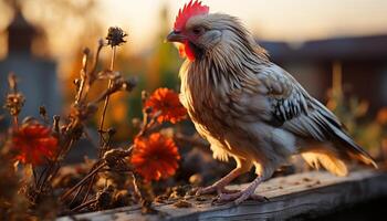 AI generated Cute duckling with fluffy feathers standing, looking at camera generated by AI photo