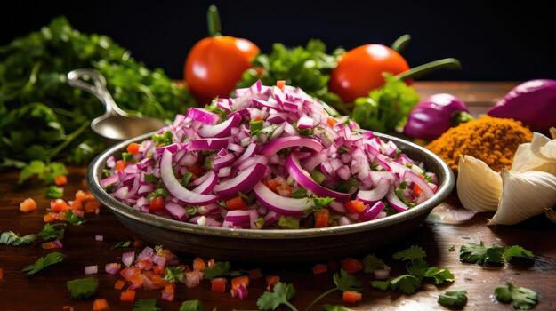 ai generado restaurante aperitivo vegano comida relleno ai generado foto
