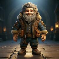 AI generated 3d cartoon dwarf photo