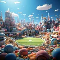 AI generated 3d cartoon football field photo