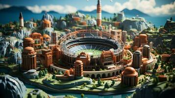 AI generated 3d cartoon football field photo