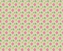 Vintage Pink Flowers and Green Leaves on Beige Background vector
