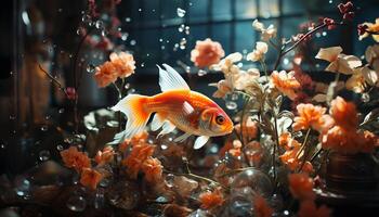 AI generated Vibrant fish swimming in a colorful underwater paradise generated by AI photo