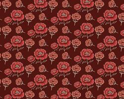 Dark Background with Red Floral Pattern vector