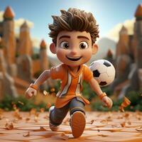 AI generated 3d cartoon football player photo