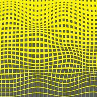 simple abstract vector grey ash color small square check wave distort pattern art on yellow color background