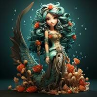 AI generated 3D cartoon mermaid photo