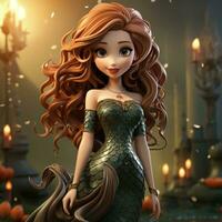 AI generated 3D cartoon mermaid photo