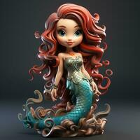 AI generated 3D cartoon mermaid photo