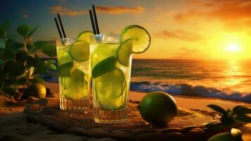 AI generated tropical ripe juice drink sun ai generated photo