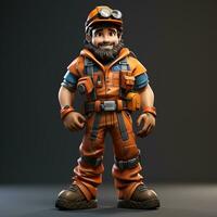 AI generated 3D cartoon of a construction worker photo