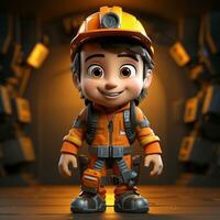 AI generated 3D cartoon of a construction worker photo