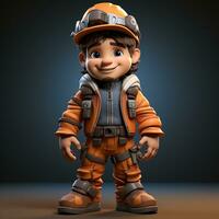 AI generated 3D cartoon of a construction worker photo
