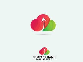 Cloud logo design. Cloud up vector. Sky. Colorful cloud logo. Creative. Upload. Premium template. Green color. Icon. Finance vector