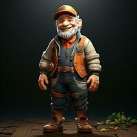 AI generated 3D cartoon of a farmer photo