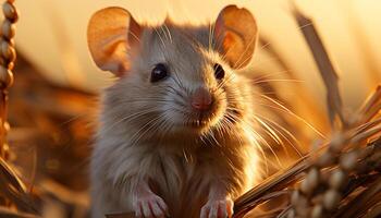 ai generado linda erizo sentado en césped, alerta en otoño bosque generado por ai foto