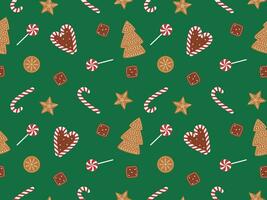 Holiday pattern with Christmas sweets vector