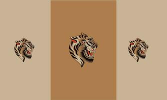 head tiger and snake vector flat design