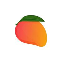 one fruity mango in cartoon style. Bright juicy mango icon isolated on a white background. For label and logo simple design. vector