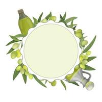 frame or round label for packaging olive oil or olives. Space for text, label for bottle or box, cosmetics vector