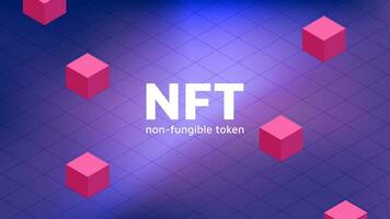 Vector illustration of digital NTF tokens. Banner for website and news