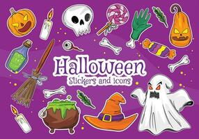 Sticker collection design for halloween party vector