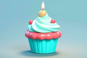 AI generated Cute birthday colorful cake, sweet food, Generative AI photo