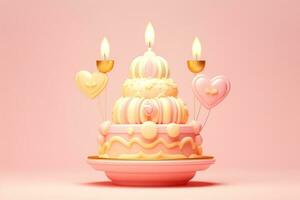 AI generated Cute birthday colorful cake, sweet food, Generative AI photo