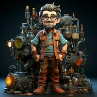 AI generated 3D cartoon of a machinist photo