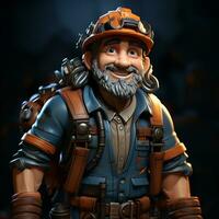 AI generated 3D cartoon of a miner photo