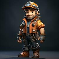 AI generated 3D cartoon of a miner photo