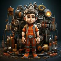 AI generated 3D cartoon of a machinist photo