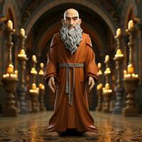 AI generated 3D cartoon of a monk photo