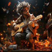 AI generated 3D cartoon of a musician photo