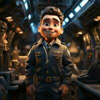 AI generated 3D cartoon of a pilot photo