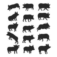 Illustration of a sniffing pig silhouette, Boar vector 15 images