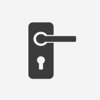 Door handle with keyhole icon vector. lock, doorknob symbol vector